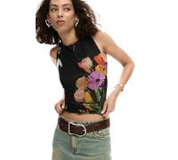 Desigual Maglietta Senza Maniche della Collezione Donna, Nero, XS