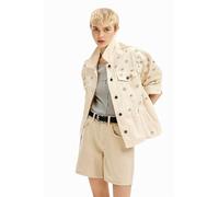 Desigual CHAQ_FLOWERS, GIACCA TRUCKER DONNA IN DENIM Da donna, White,