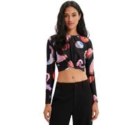Desigual di Mr. Camicia da donna Christian Lacroix Smile nera con stampa XL