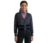 Desigual Donna Maglia Strickjacke Con Fili Glitter Blu Taglia S
