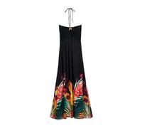 Desigual, ,Dresses ,Donna ,Nero ,M Abito Lungo Halter con Stampa Floreale