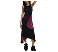 Desigual, ,Dresses ,Donna ,Nero ,M Asymmetric Poppy-Print Midi Dress