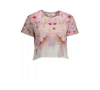 Desigual - Elegante T-shirt rosa ricamata in cotone - - Tops - Donna - Multicolore - L
