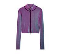Desigual - Giacca in maglia viola con doppia zip M