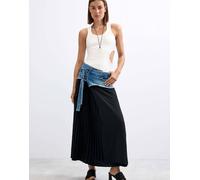 Desigual gonna lunga in denim a pieghe blu M