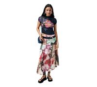 Desigual - Gonna lunga nera con stampa-Nero L