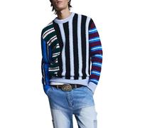 Desigual JERS_Mixed Stripes Maglia di Tuta, Colore: Rosso, M Uomo