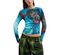 Desigual JERS_Pompom_Lacroix Sweatshirt Donna, Blu, XL