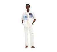 Desigual Maglietta a Maniche Lunghe da Uomo T-Shirt, Bianco, M