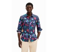Desigual Maglietta a Maniche Lunghe da Uomo T-Shirt, Blu, XL