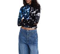 Desigual Maglietta a Maniche Lunghe della Collezione Donna, Nero, XL
