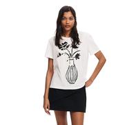 Desigual Maglietta da Donna a Maniche Corte T-Shirt, Bianco, XL