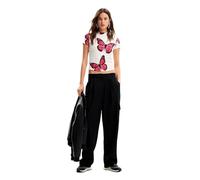 Desigual Maglietta da Donna a Maniche Corte T-Shirt, Bianco, XXL