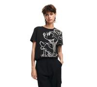 Desigual Maglietta da Donna a Maniche Corte T-Shirt, Nero, XL