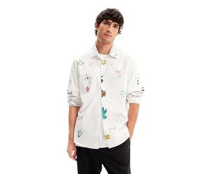 Desigual Maglietta da Uomo Cam_Santi, Bianco, M