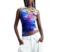 Desigual Maglietta Senza Maniche della Collezione Donna, Blu, S