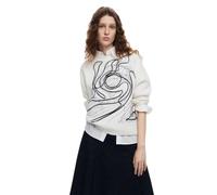 Desigual Maglione da Donna a Maglia Spessa Felpa, Bianco, XL