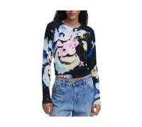Desigual - Maglione Donna in Lino Nero - - Knitwear - Donna - Multicolore - S