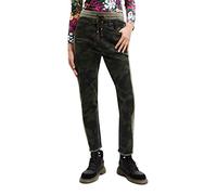 Desigual Pant_Camo, 4086 Dark Kaki Pantaloni Casual, Green, XS da Donna