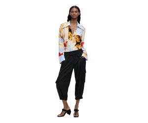 Desigual - Pantaloni capri cargo neri-Nero L