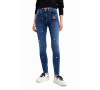 Desigual Woman Denim Long Trouser Pantaloni Casual, Blu, 40 Donna