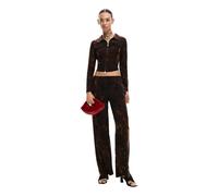 Desigual - Pantaloni lunghi floccati marroni-Marrone XL