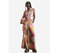 Desigual - Pantaloni rosa con stampa tropicale XL