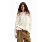 Desigual Pullover da donna oversize traforato, bianco, L
