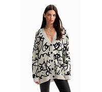 Desigual Pullover_Lettering Felpa, Bianco, L Donna