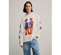 Desigual - T-shirt in cotone bianco con stampa L