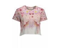 Desigual - T-shirt in cotone rosa ricamata - - Tops - Donna - Rosa - M
