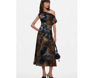 Desigual top asimmetrico floccato blu S