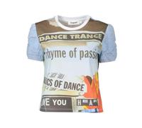 Desigual, ,Tops ,Donna ,Multicolore ,L T-Shirt in Cotone Blu Chiaro con Stampa