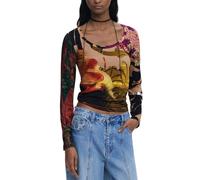 Desigual, ,Tops ,Donna ,Multicolore ,S Top Donna Marrone a Manica Lunga T-shirt