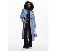 Desigual - Trench in denim blu con cintura XS