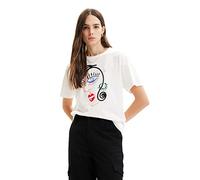 Desigual TS_Face 1000 T-Shirt, Bianco, L Donna