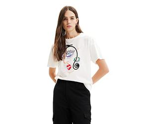 Desigual TS_Face 1000 T-Shirt, Bianco, S Donna