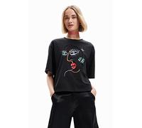 Desigual TS_Face 2000 T-Shirt, Nero, L Donna