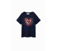 Desigual TS_Heart 5000 Navy T-Shirt, Blu, 6 Anni Bambine e Ragazze