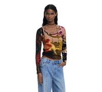 Desigual T-shirt donna maniche lunghe marrone - S