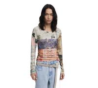 Desigual Beige Viscose Women T-Shirt - XL