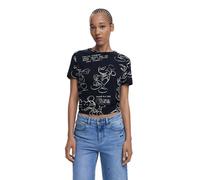 Desigual Maglietta TS Mickey Sketch Donna Nero/Bianco Taglia S