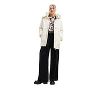 Desigual Tulip Imbottito Woman Woven Padded Long Overcoat, Bianco, XXL Donna