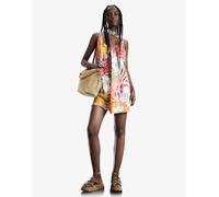 Desigual - Tuta jumpsuit corta rosa con stampa tropicale M