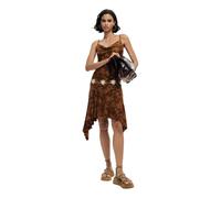Desigual - Vestito asimmetrico marrone con spalline sottili L