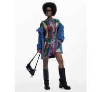 Desigual - Vestito asimmetrico nero arricciato-Multi XL