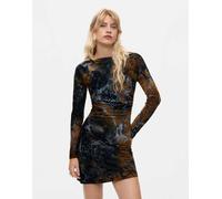 Desigual vestito corto floccato blu navy e marrone XL