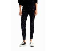 Desigual Woman Denim Long Trouser Pantaloni Casual, Nero, 66 Donna