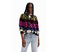 Desigual Woman Flat Knit Thin Gauge Pullover Felpa, Nero, L Donna