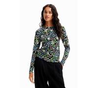 Desigual Woman Flat Knit Thin Gauge Pullover Felpa, Nero, S Donna